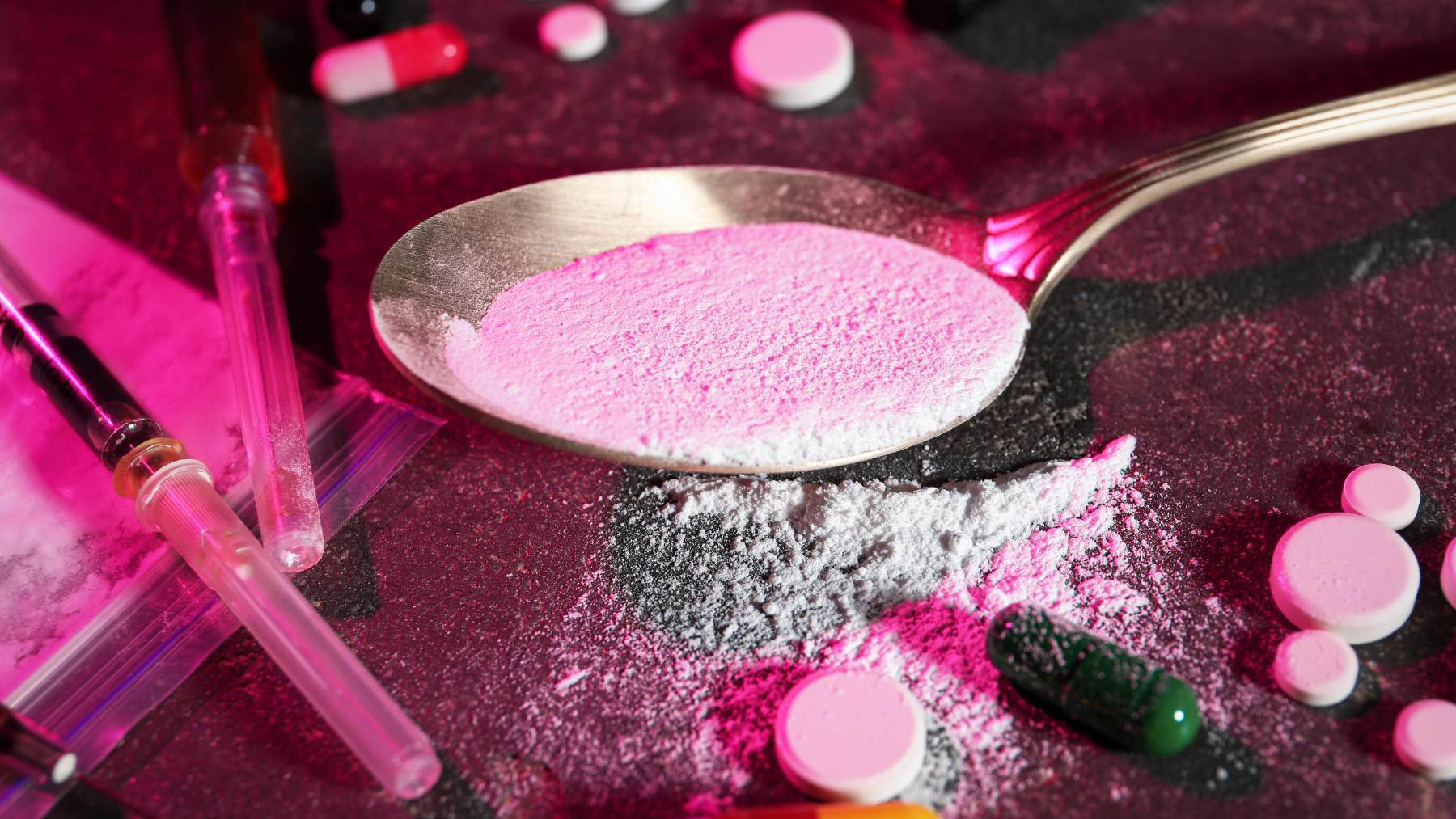 Una imagen de la cocaína rosa.
